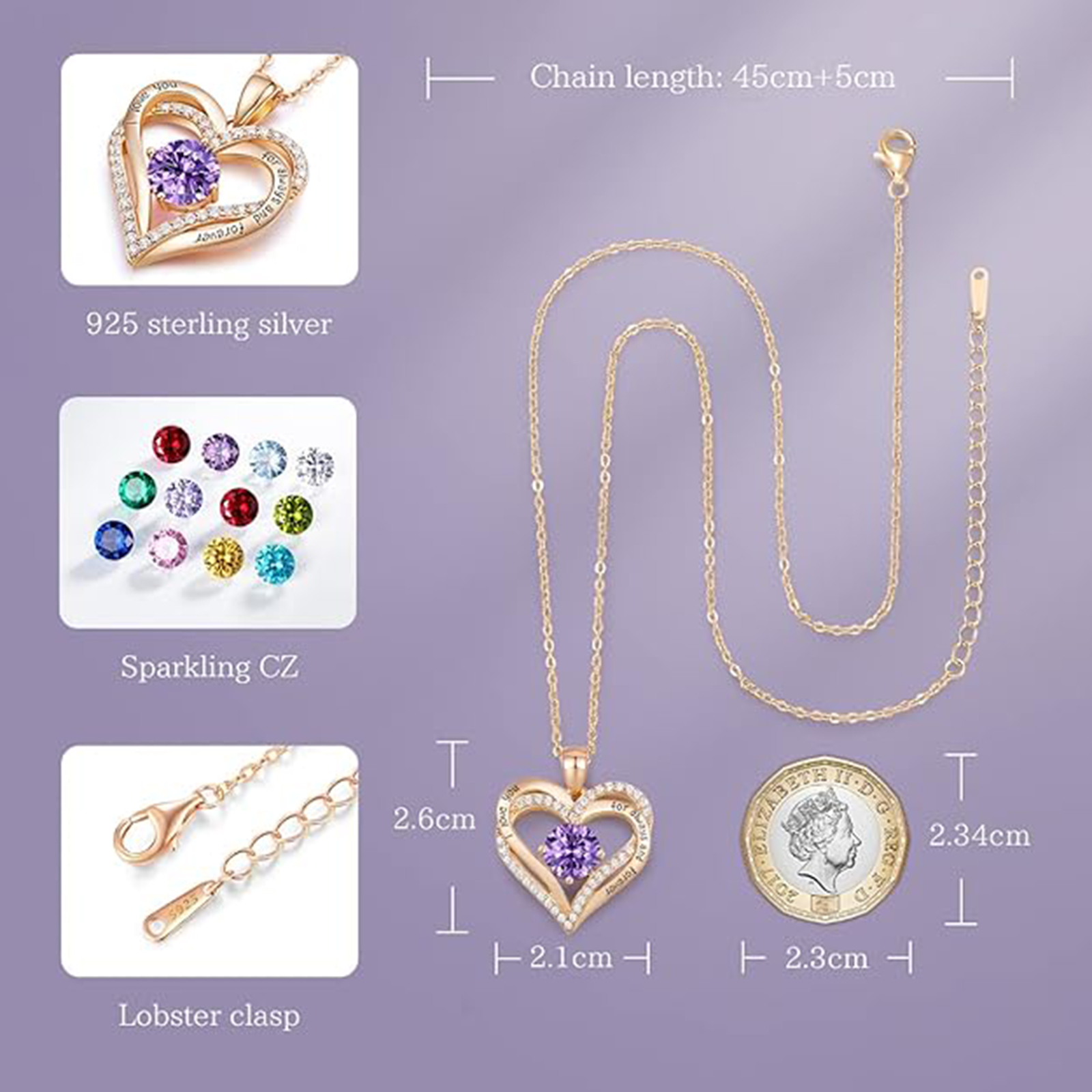 February Birthstone Birthstone Pendant Necklace-Aquarius Birthstone-Birthstone Jewelry