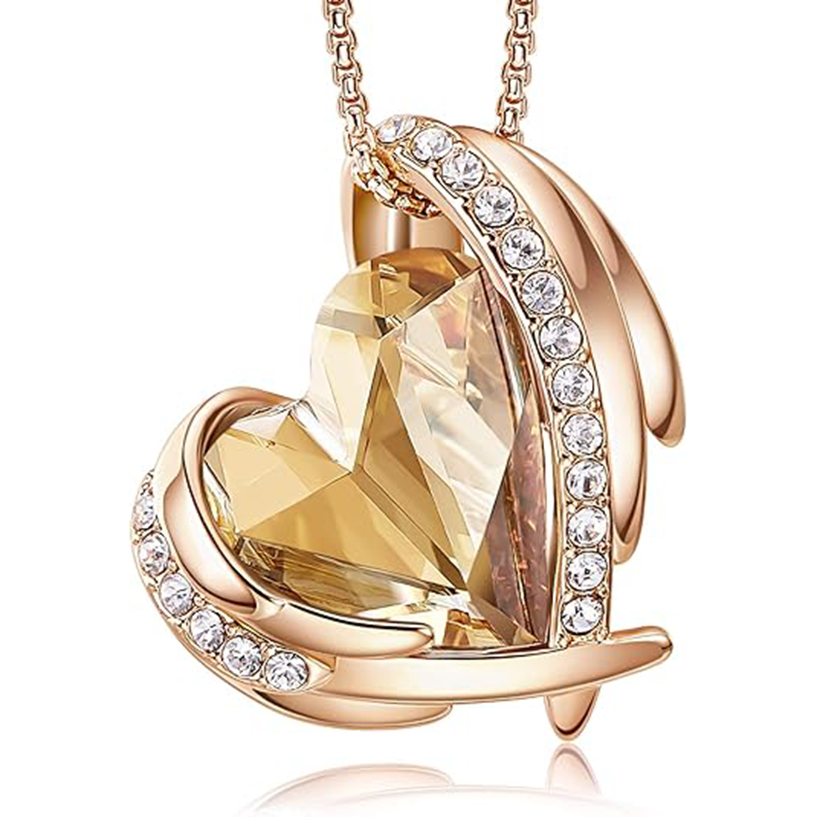 November Birthstone Heart Pendant Necklaces Rose Crystals Birthstone-Sagittarius Birthstone