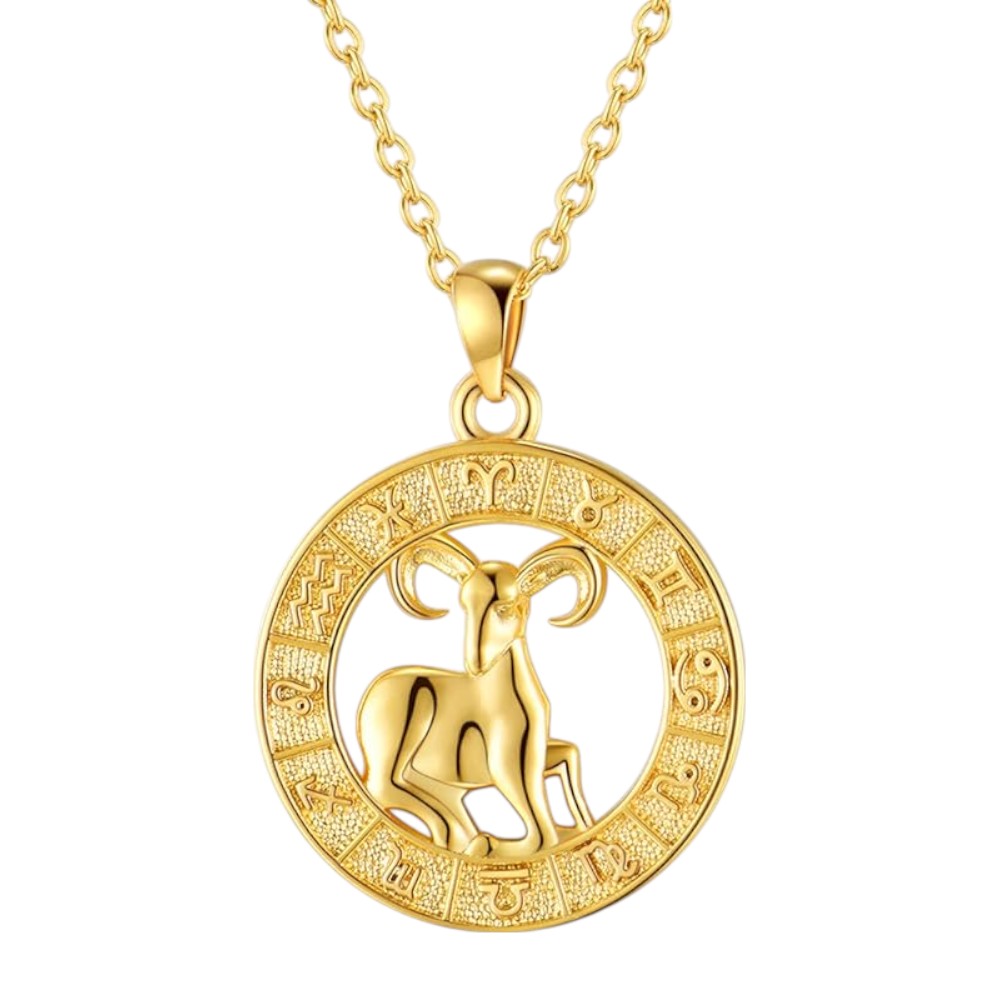 Gold Coin 12 Zodiac Signs Pendant Necklace