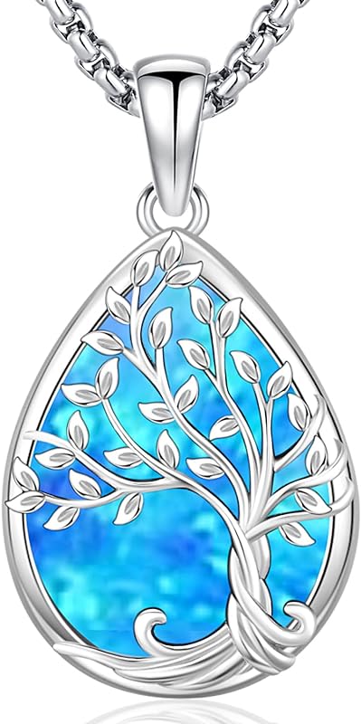 S925 Sterling Silver Tree of Life Gemstone Pendant Necklace-Birthstone Jewelry