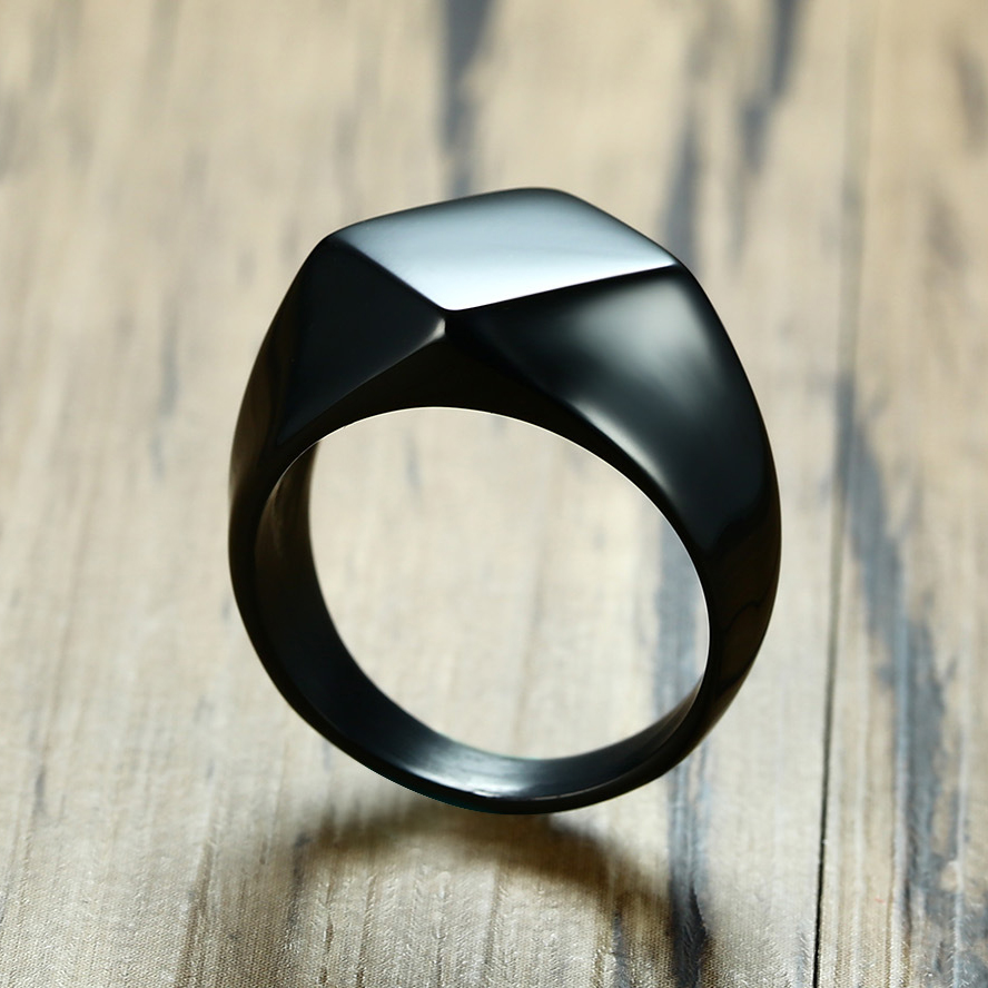 Men's ring, titanium ring with rhombus facets-Birthstone Jewelry