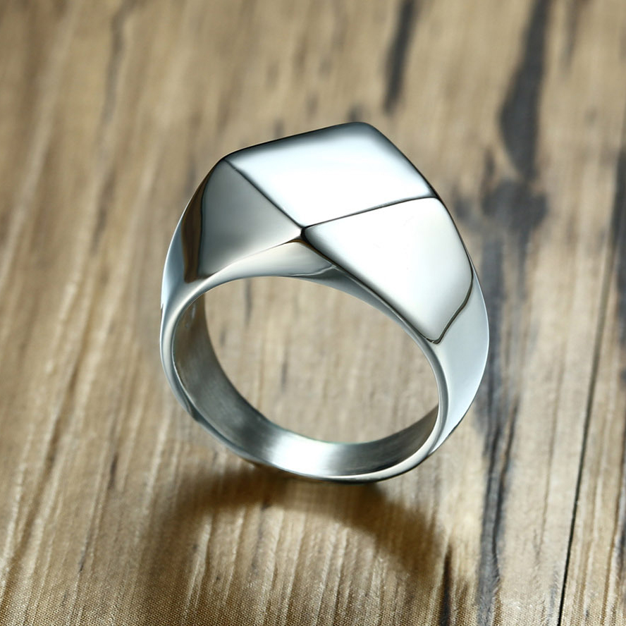 Men's ring, titanium ring with rhombus facets-Birthstone Jewelry