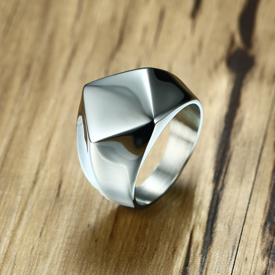 Men's ring, titanium ring with rhombus facets-Birthstone Jewelry