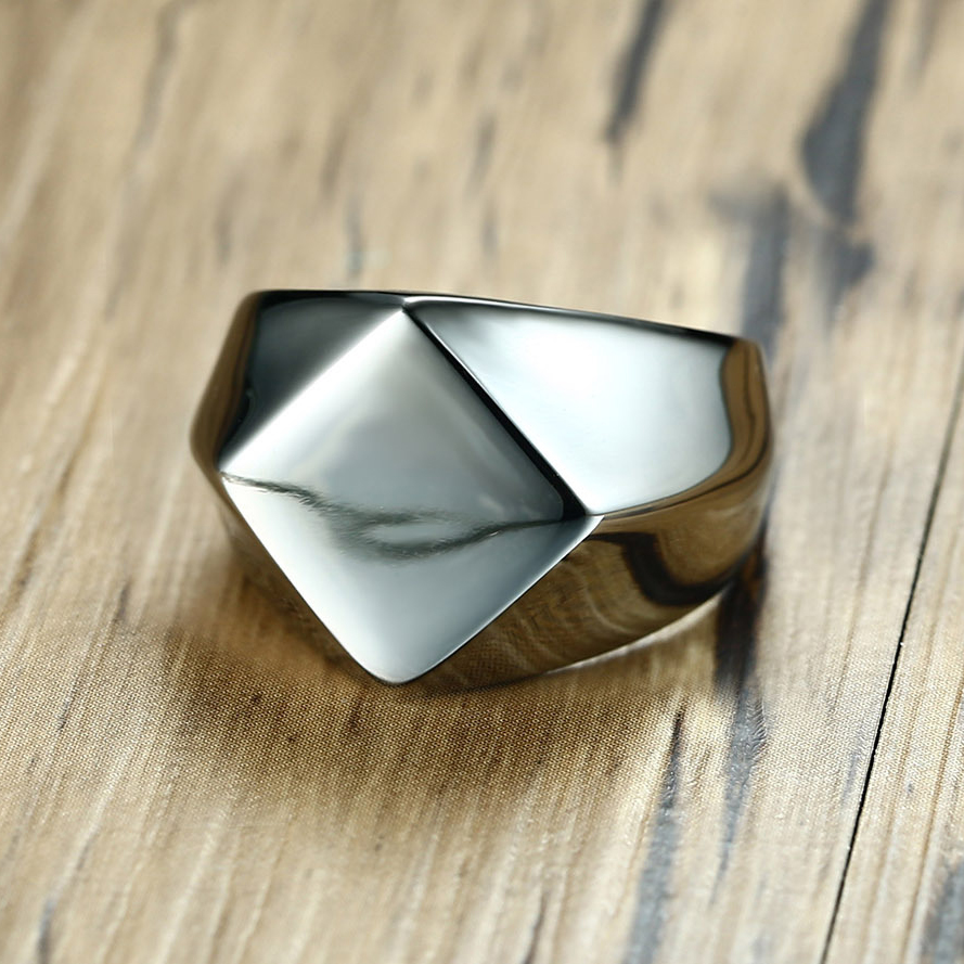 Men's ring, titanium ring with rhombus facets-Birthstone Jewelry