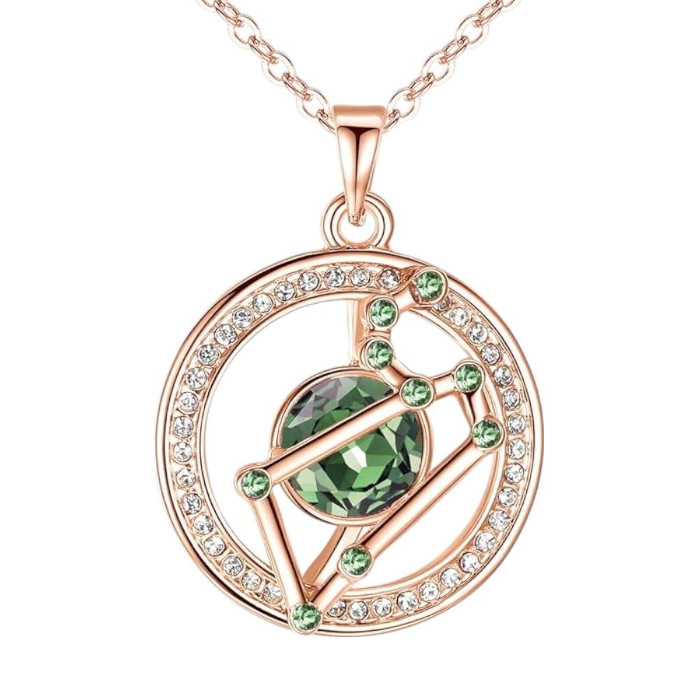 Gold or Rose Gold Plated Zodiac Crystal Pendant Necklace