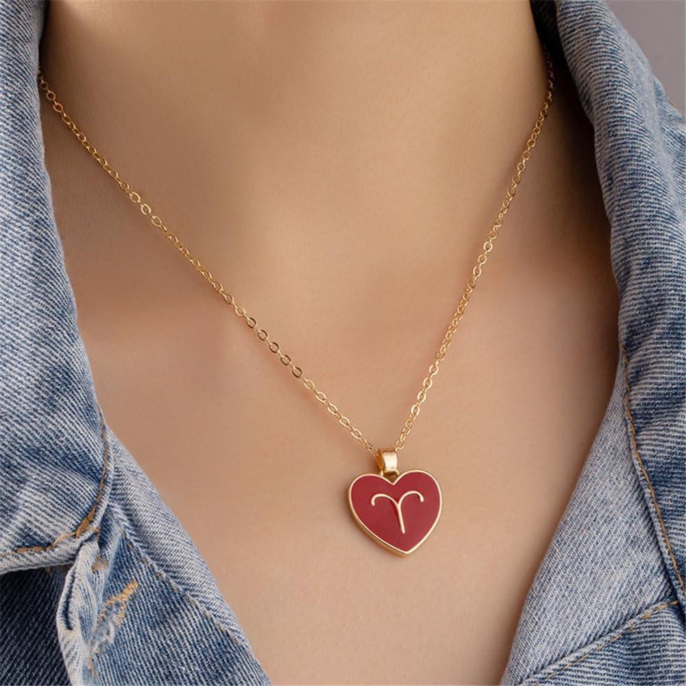 Zodiac Heart Shape Pendant Necklace-Birthstone Jewelry