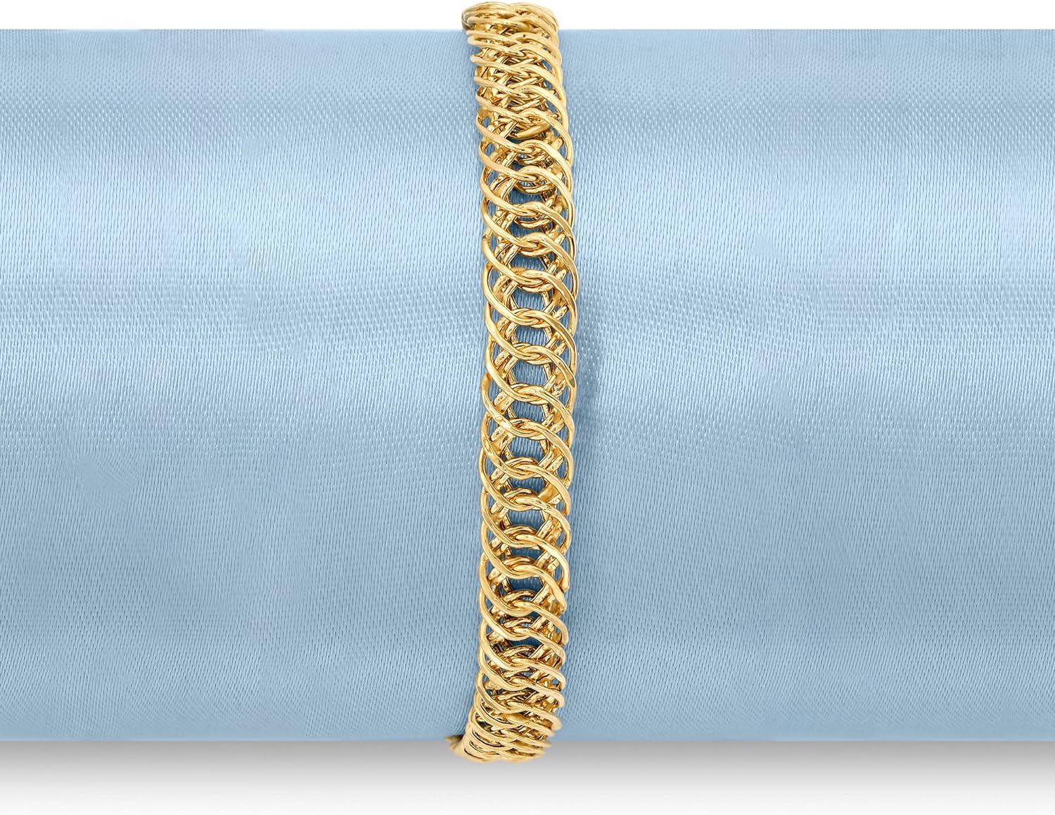 BlingKu Men's 14K Gold-Plated Cuban Link Bracelet-Birthstone Jewelry