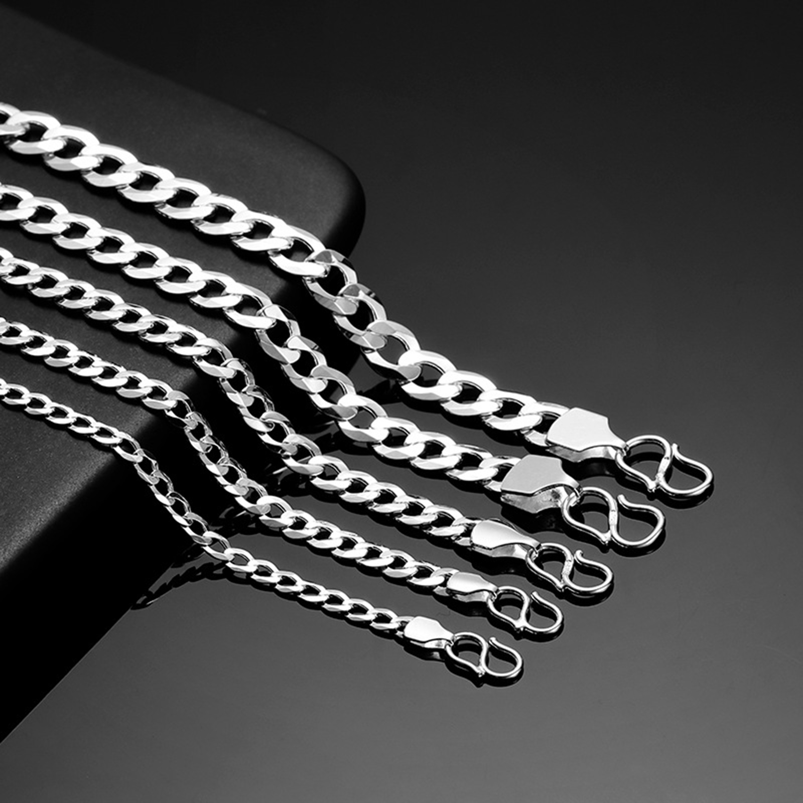 925 Sterling Silver Diamond-Cut Cuban Link Curb Chain Bracelet for Men-Birthstone Jewelry