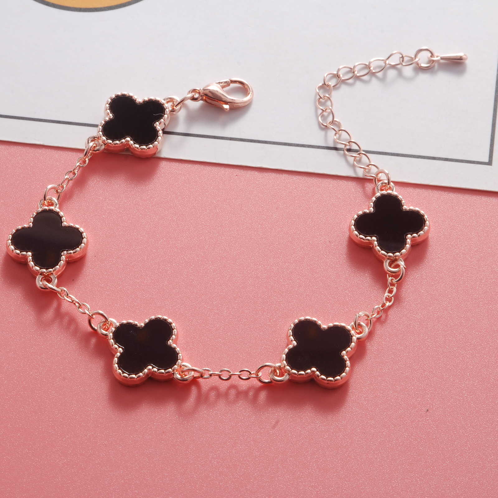 Four-Leaf Clover Five-Flower Bracelet 18k Rose Gold Bracelet