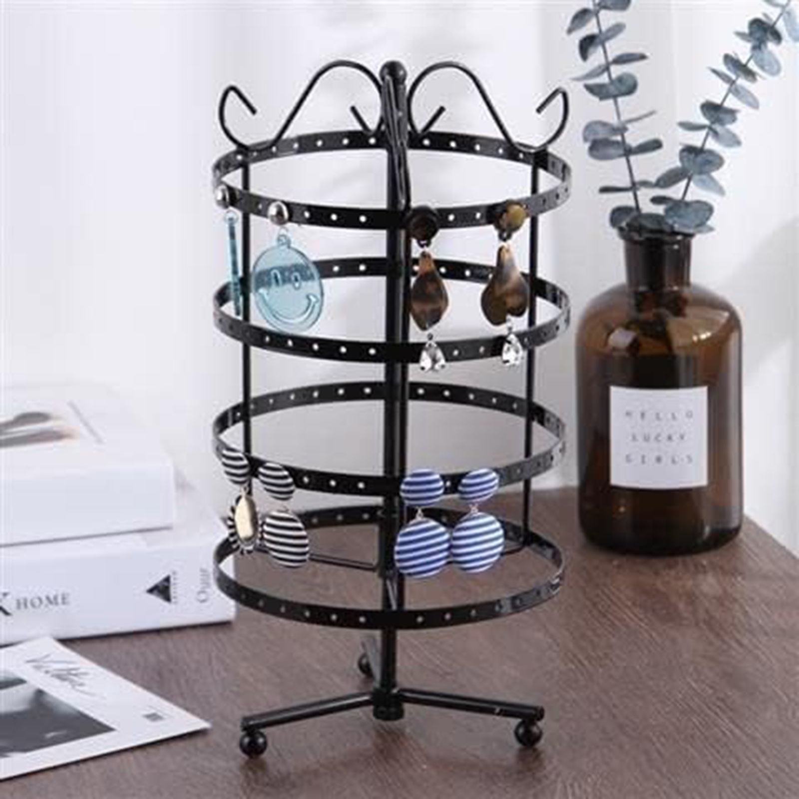 Jewelry Holder,360 Rotating Earring Holder Organizer Jewelry Stand-Birthstone Jewelry