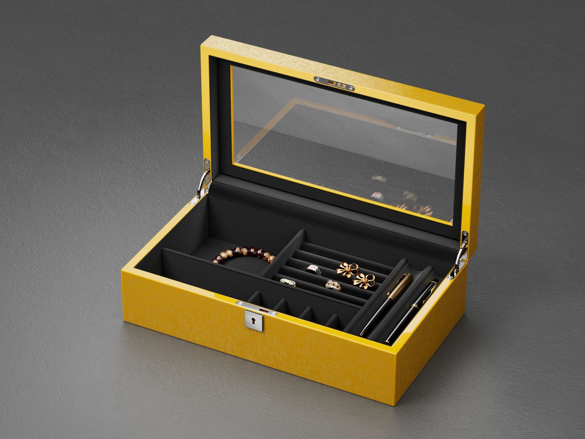 Men's high-grade ebony color lacquer jewelry box -Birthstone Jewelry