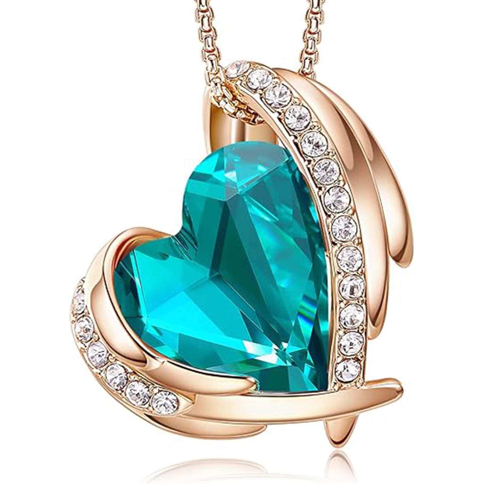 December Birthstone Heart Pendant Necklaces-Libra Birthstone