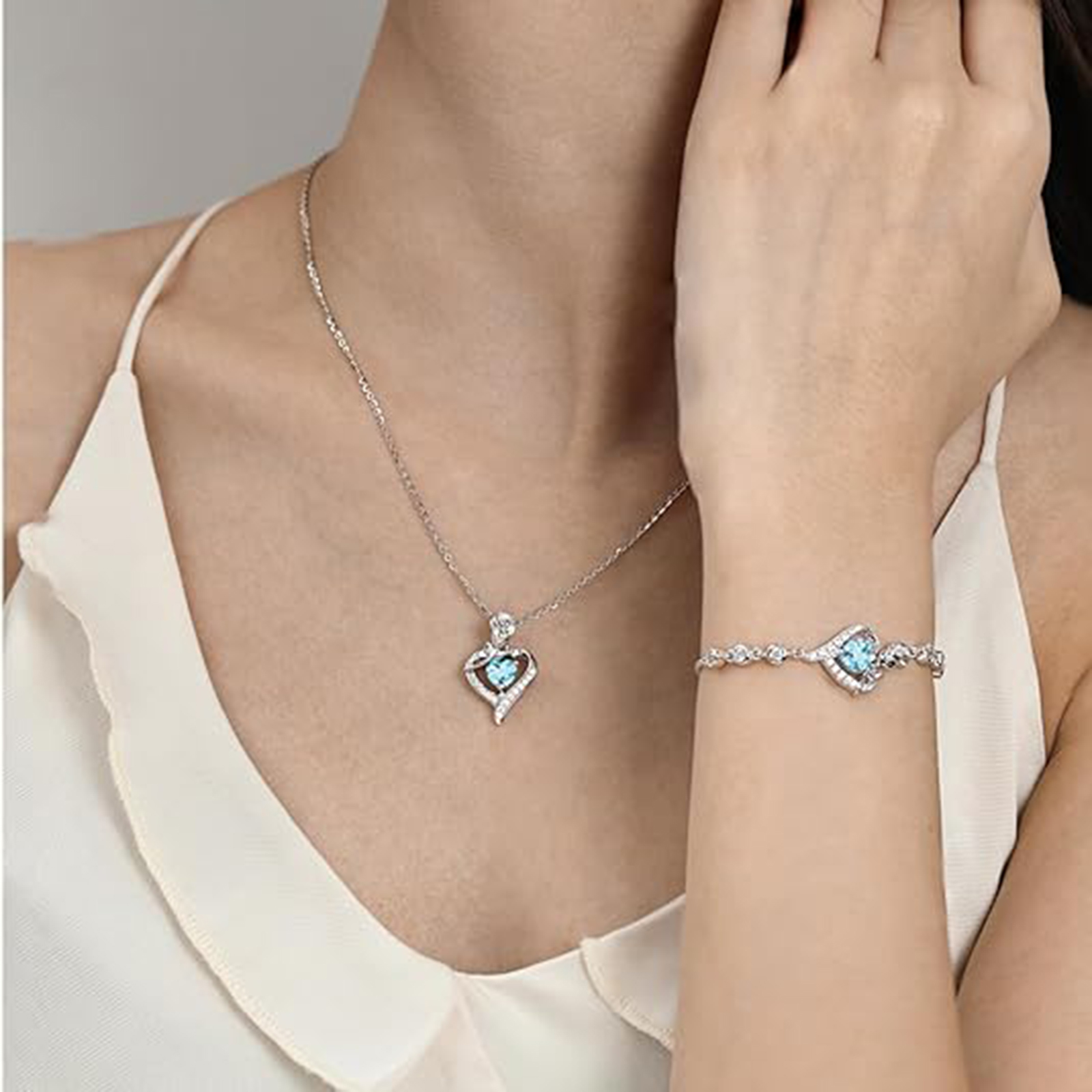 June Birthstone Gemstone Rose Flower Heart Pendant Necklace-cancer birthstone-Birthstone Jewelry