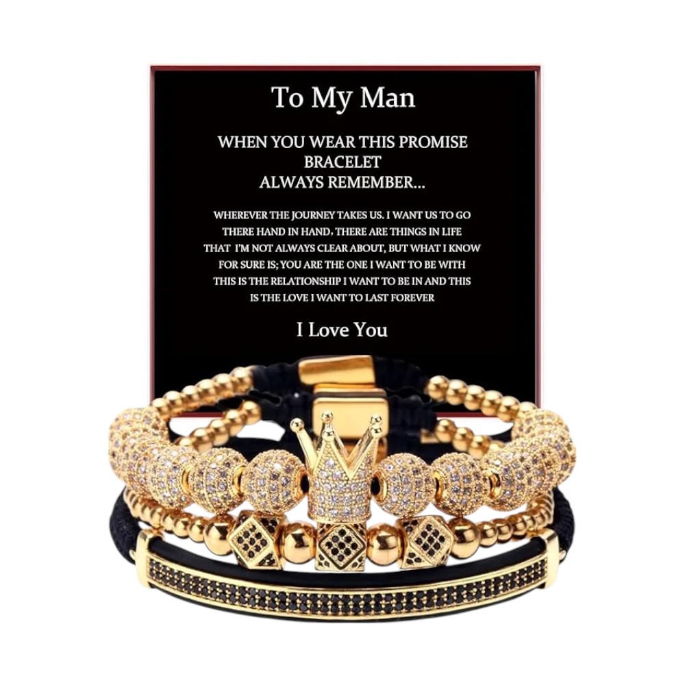 BlingKu Men's Crown of Glamour Gold Bracelet