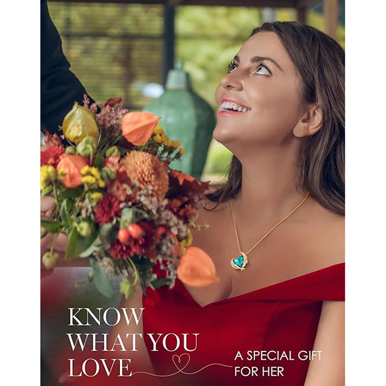 December Birthstone Heart Pendant Necklaces-Libra Birthstone