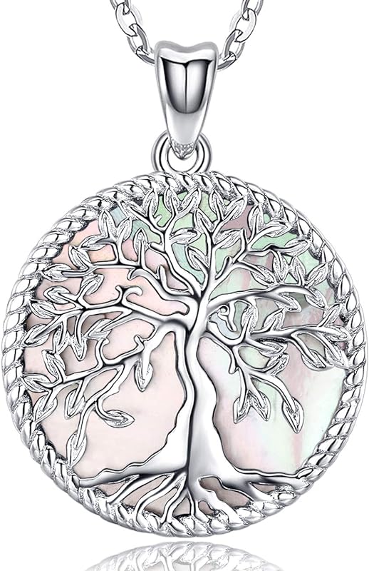 S925 Sterling Silver Tree of Life Gemstone Pendant Necklace-Birthstone Jewelry