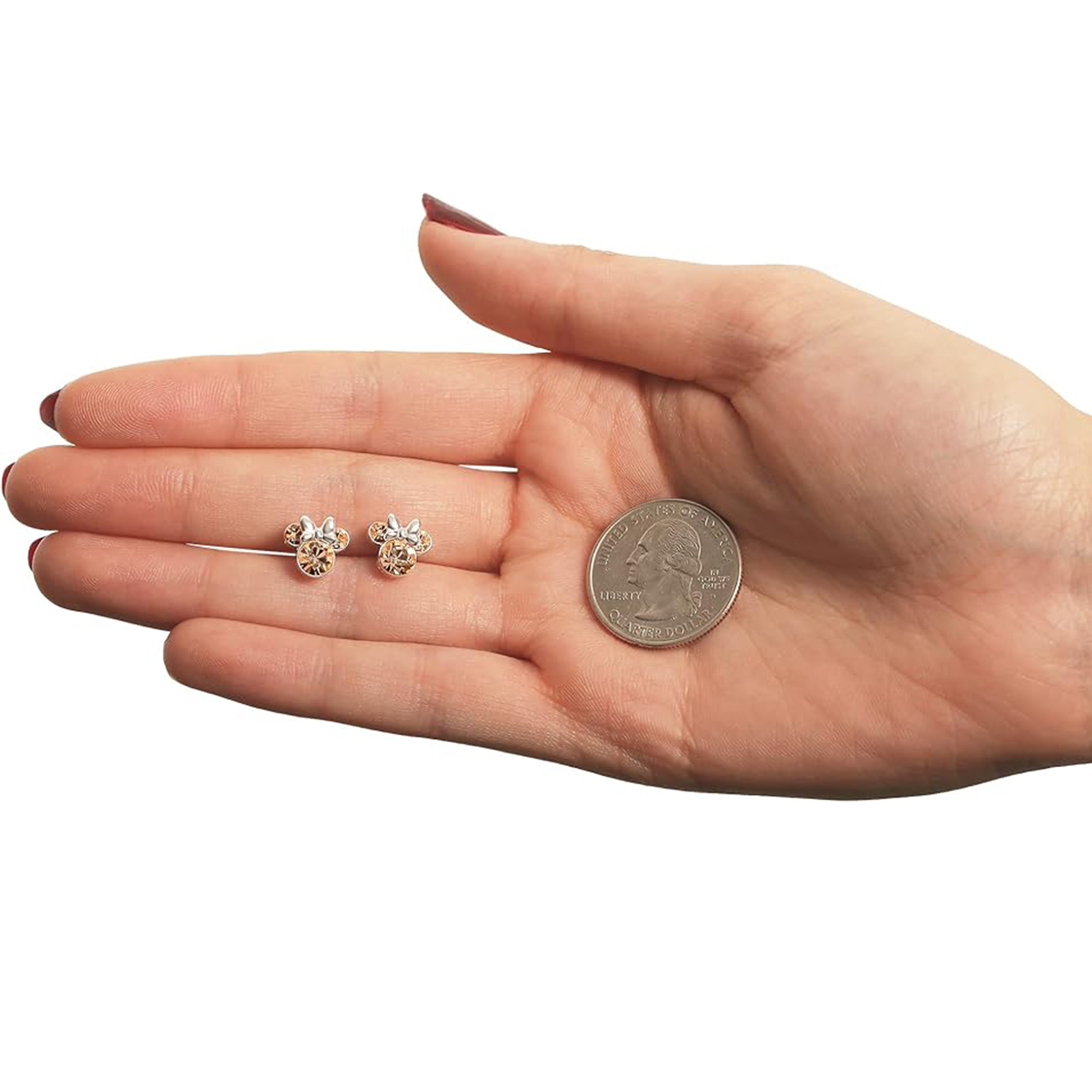 June Birthstone Womens Minnie Mouse Birthstone Stud Earrings-Birthstone Jewelry