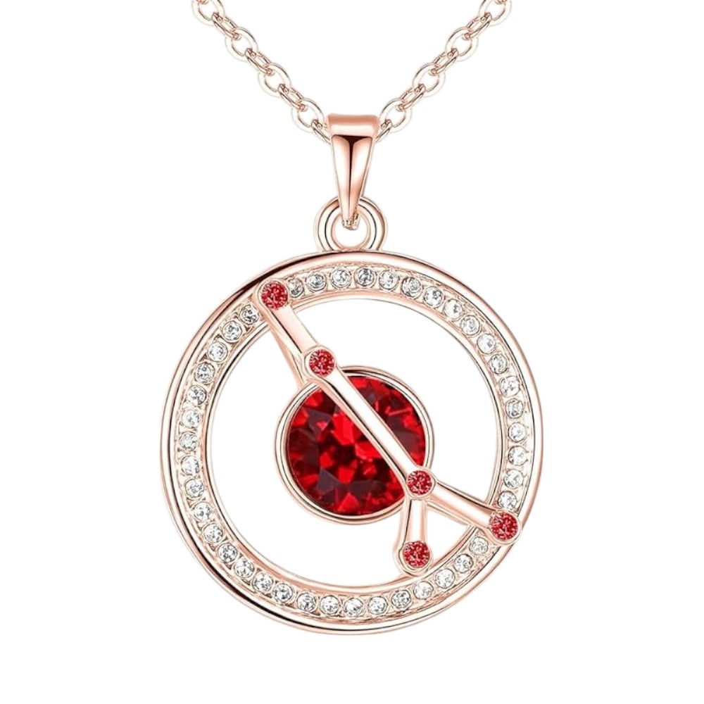Gold or Rose Gold Plated Zodiac Crystal Pendant Necklace