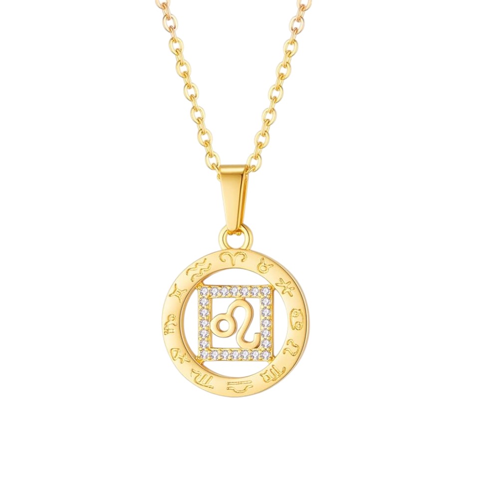 Gold Coin 12 Zodiac Signs Pendant Necklace