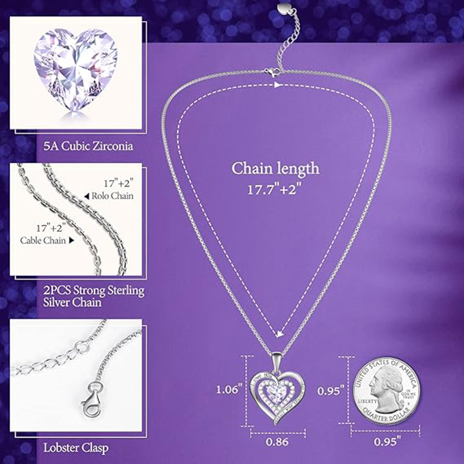 June Birthstone 925 Sterling Silver Birthstone Necklace,Mom Birthday Valentines Mothers Day Gifts