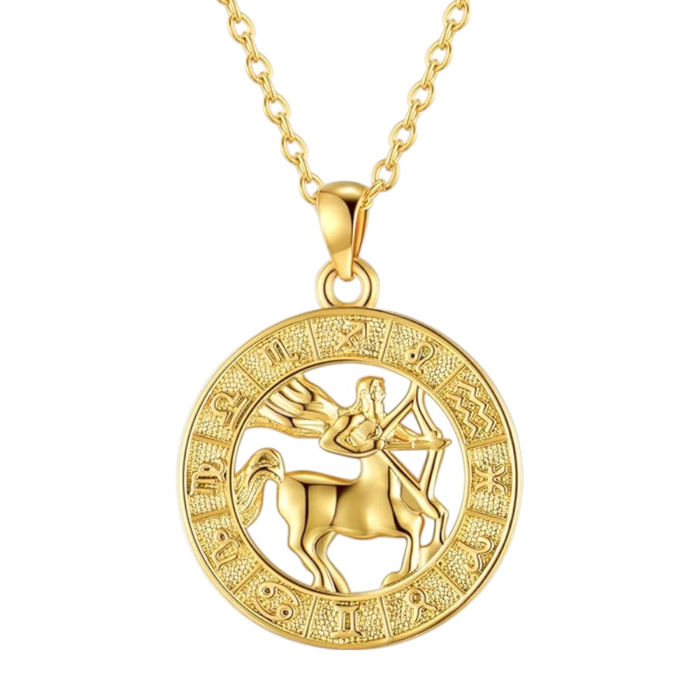 Gold Coin 12 Zodiac Signs Pendant Necklace