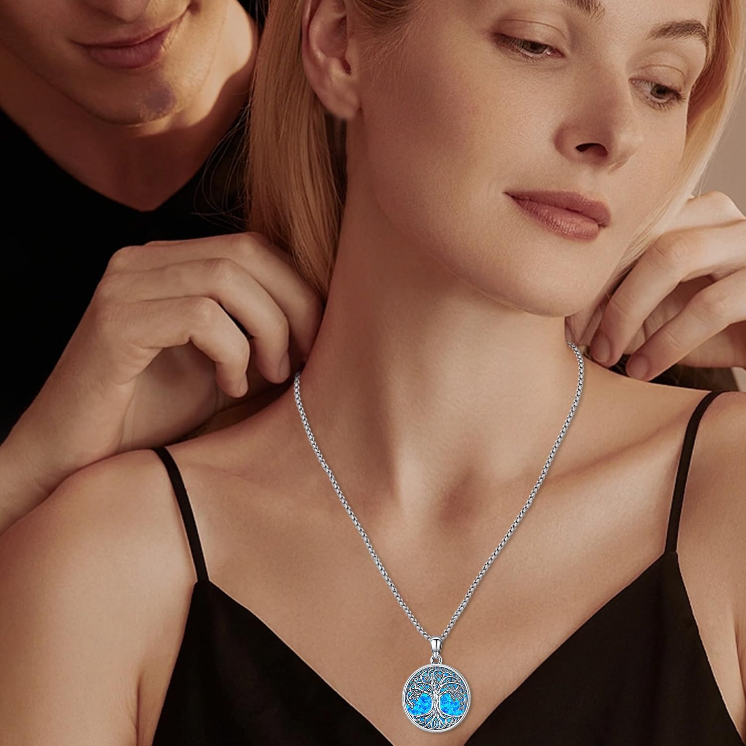 S925 Sterling Silver Tree of Life Gemstone Pendant Necklace-Birthstone Jewelry