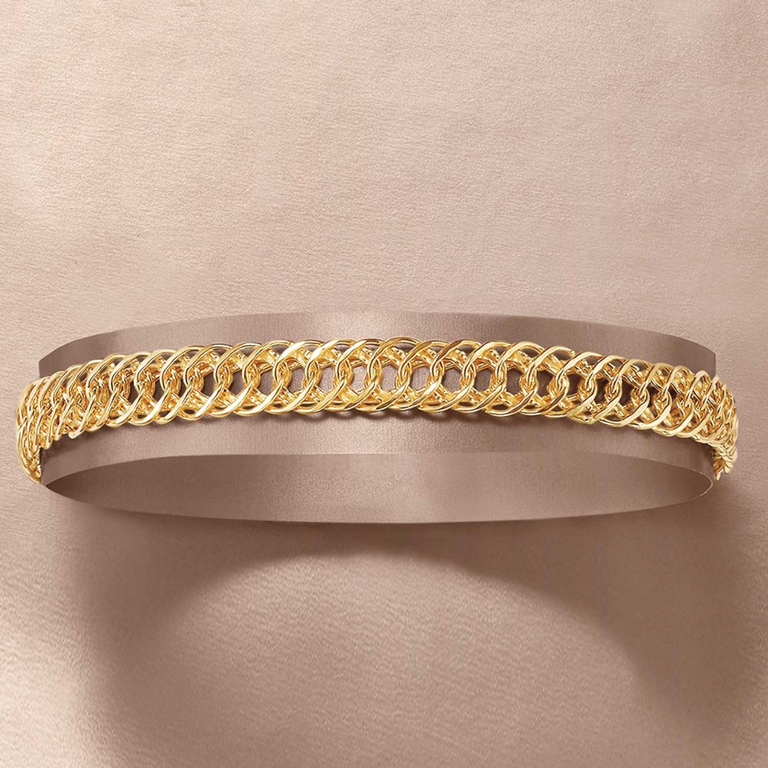BlingKu Men's 14K Gold-Plated Cuban Link Bracelet-Birthstone Jewelry
