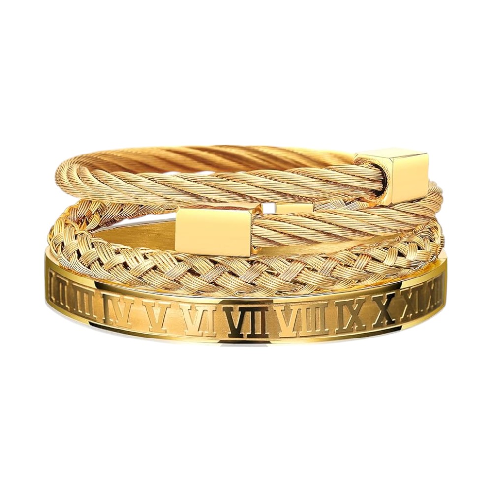Men's Gold Plated Stacking Bracelet
