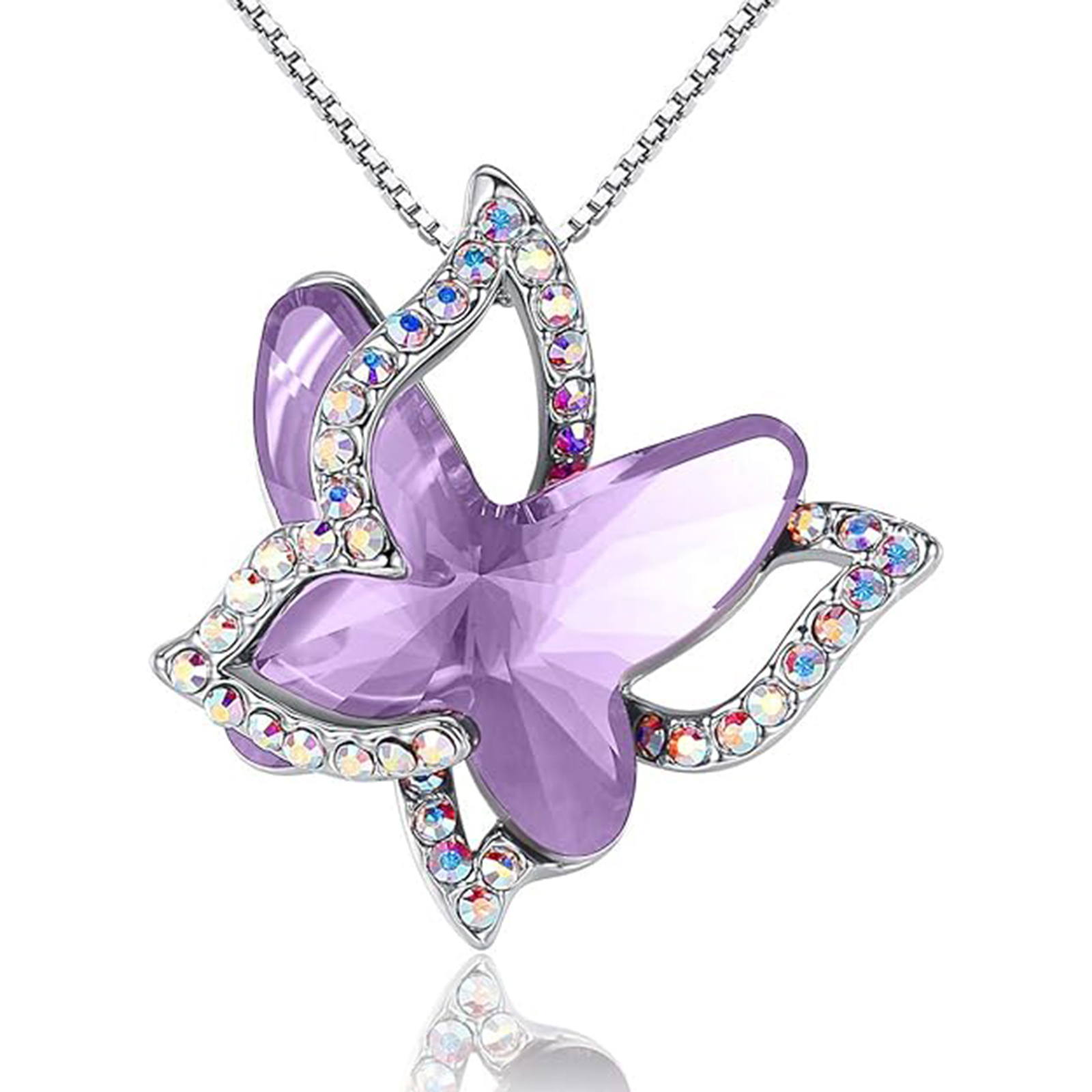 February Birthstone Butterfly Birthstone Crystal Necklace-Aquarius Birthstone-Birthstone Jewelry