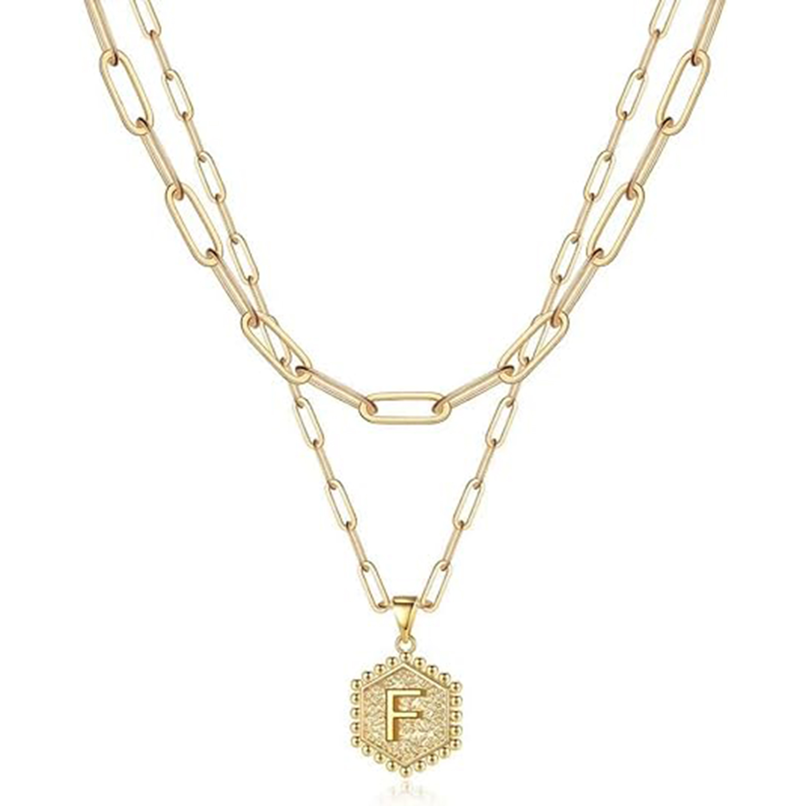 14K Gold Plated Hexagonal Letter Necklace