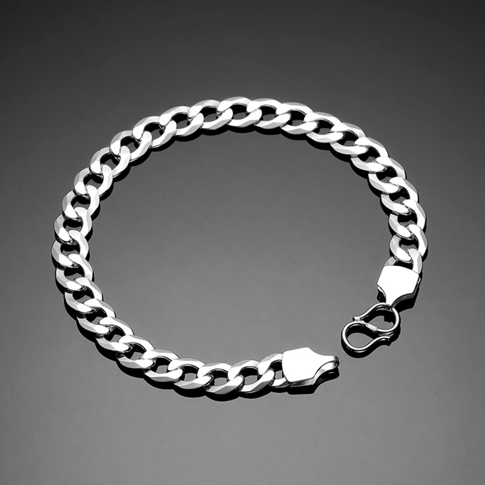 925 Sterling Silver Diamond-Cut Cuban Link Curb Chain Bracelet for Men-Birthstone Jewelry