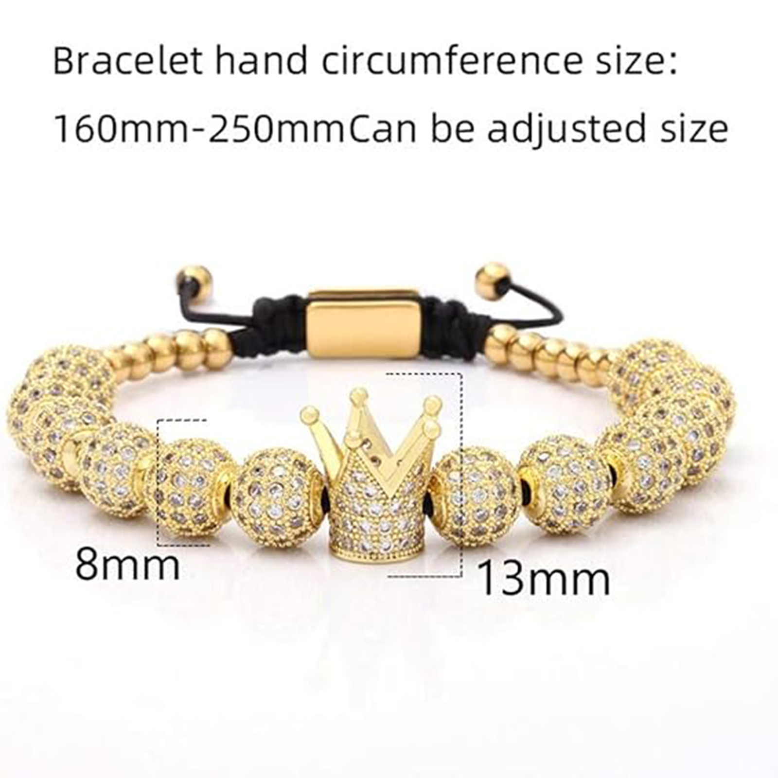 Imperial Crown King Gold  Bracelet Mens / Stainless Steel Bracelets for Men -Birthstone Jewelry