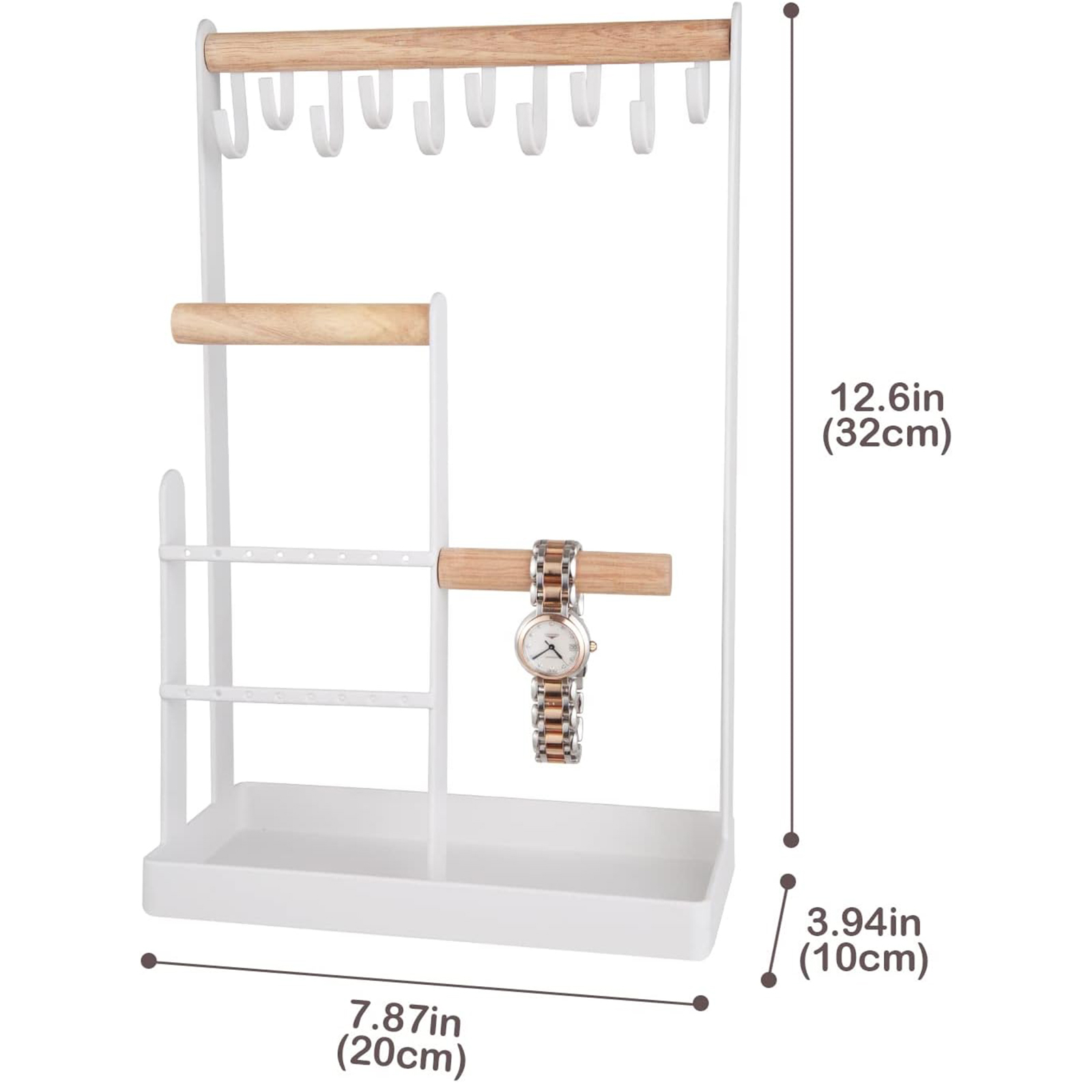 4-Tier Aesthetic Jewelry Stand – Necklace & Bracelet Organizer with 10 Hooks