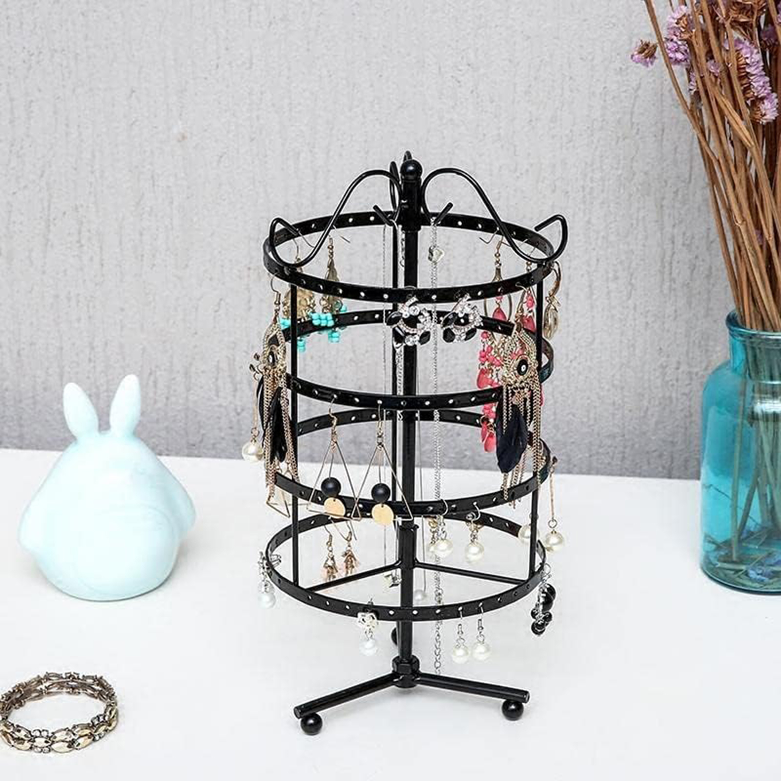 Jewelry Holder,360 Rotating Earring Holder Organizer Jewelry Stand-Birthstone Jewelry