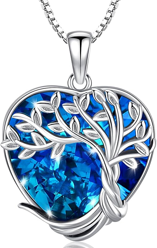 S925 Sterling Silver Tree of Life Gemstone Pendant Necklace-Birthstone Jewelry