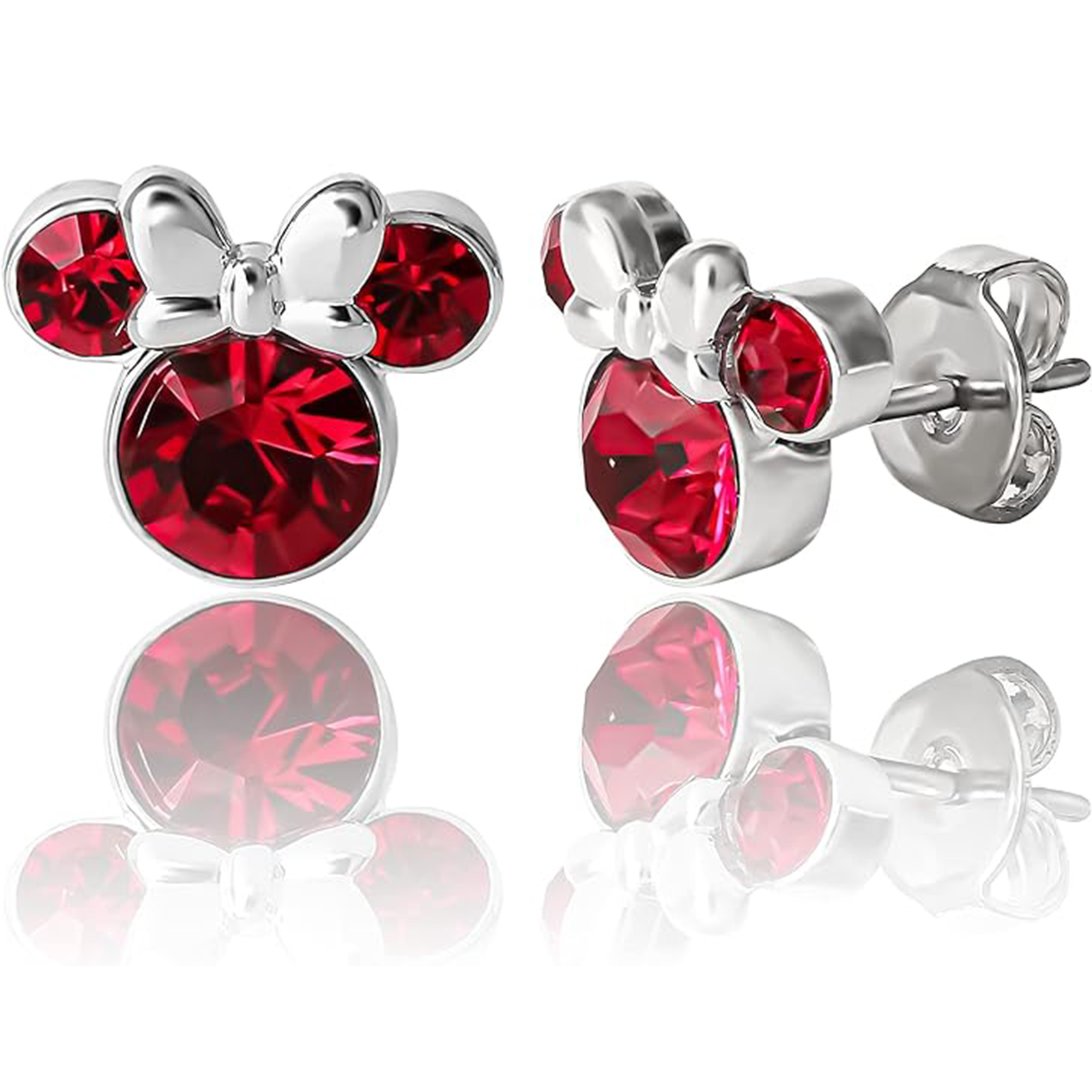 July Birthstone Womens Minnie Mouse Birthstone Stud Earrings-Birthstone Jewelry