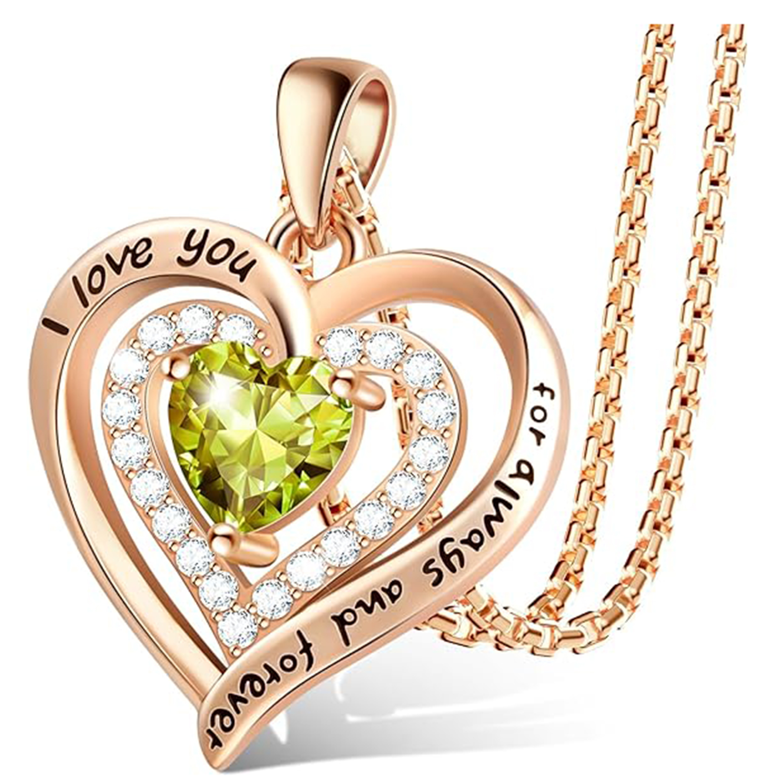 August Peridot Birthstone Necklace – Sterling Silver Mom Gift