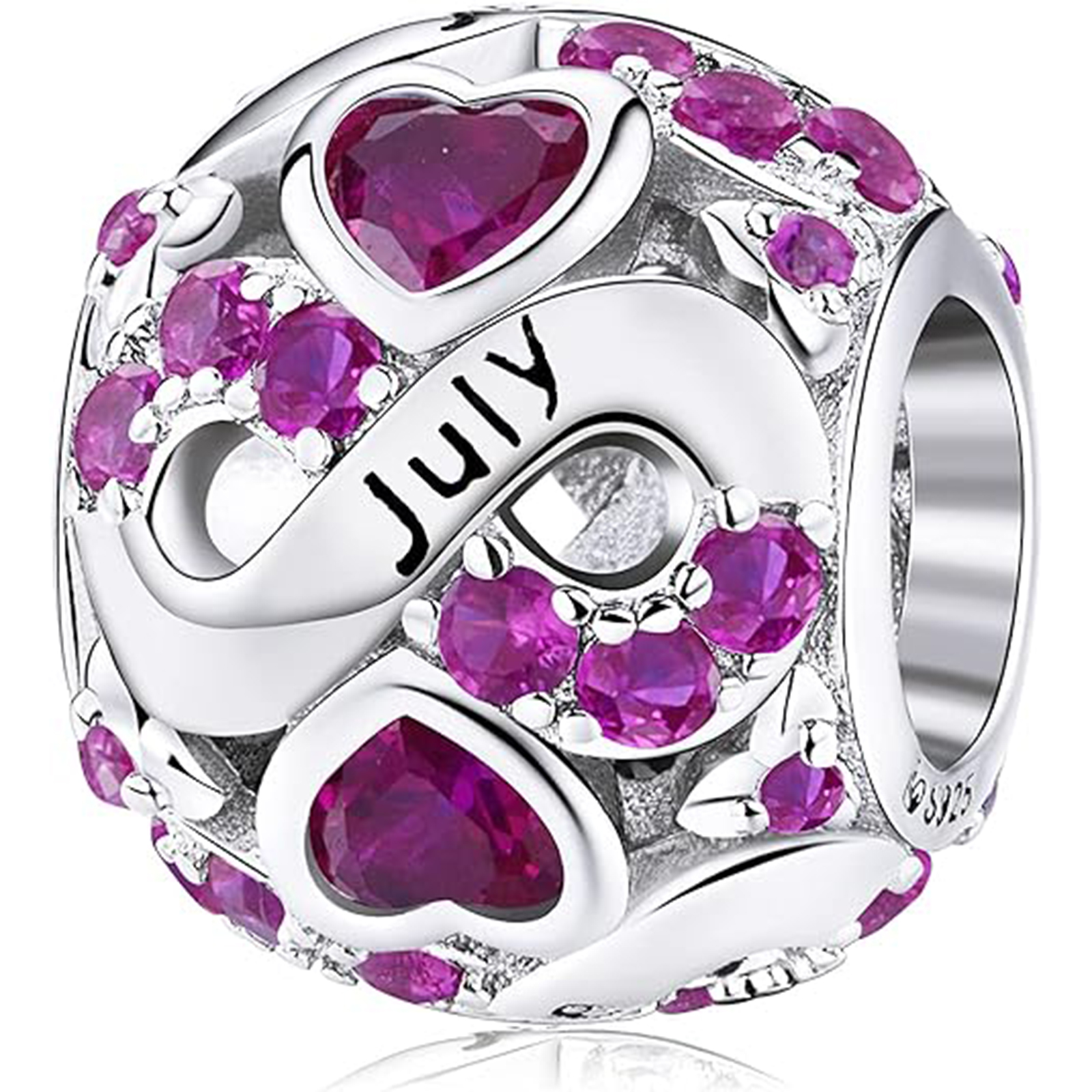 July Birthstone Birthstone Charm Jewelry Infinity Love Heart Charm Openwork Bead-Birthstone Jewelry