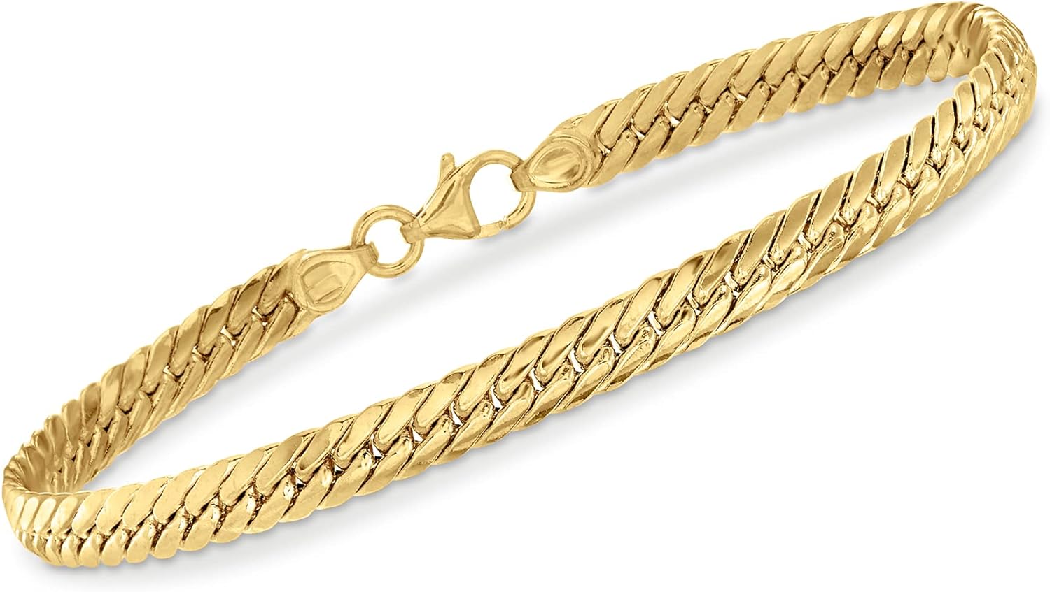 BlingKu Mens 18kt Yellow Gold Cuban-Link Bracelet-Birthstone Jewelry