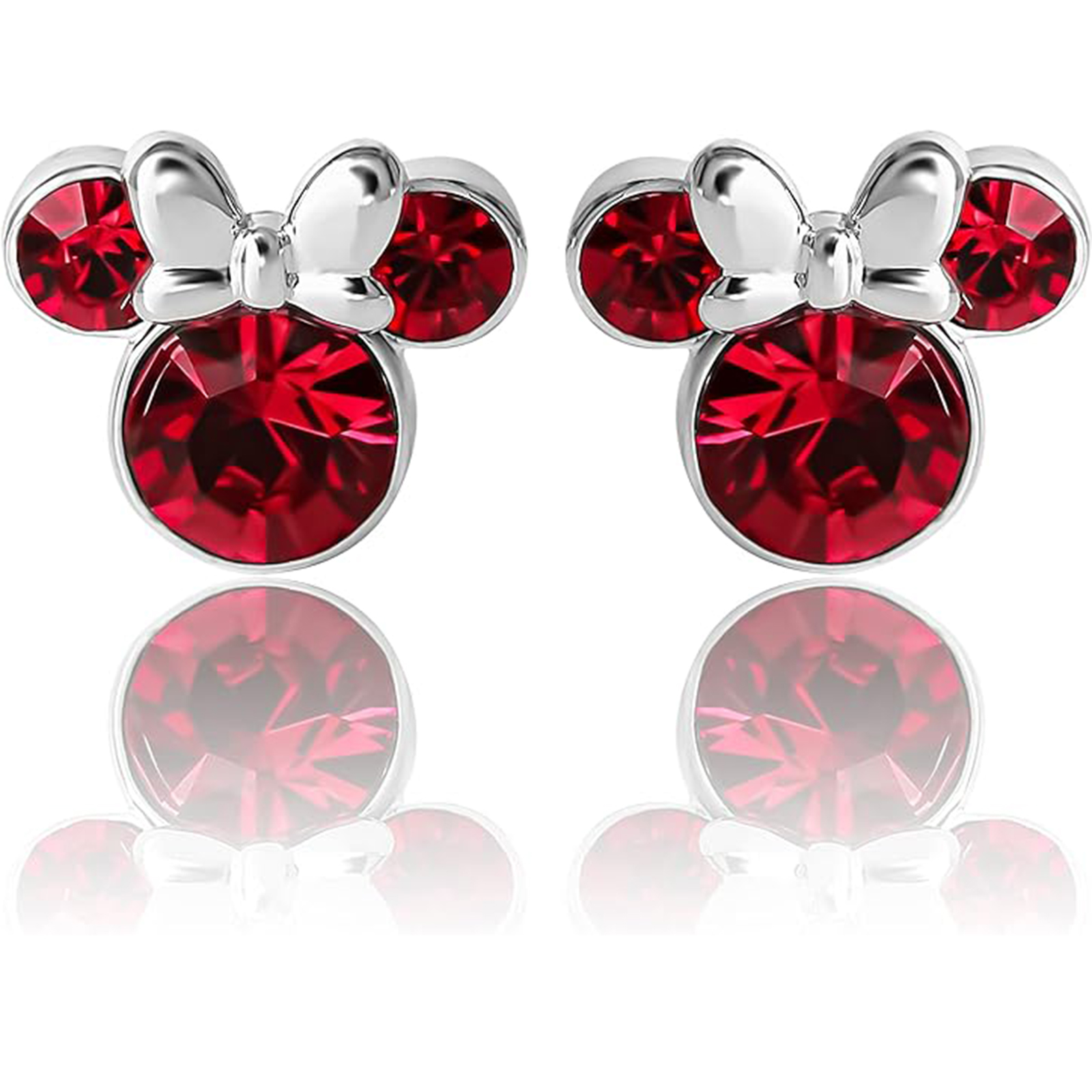 July Birthstone Womens Minnie Mouse Birthstone Stud Earrings-Birthstone Jewelry