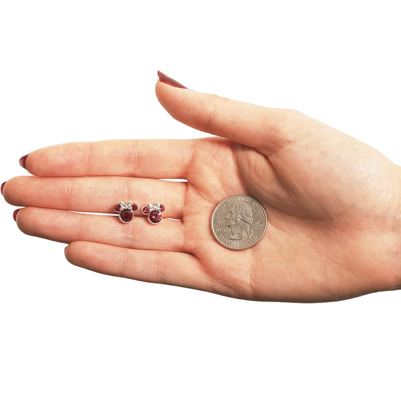 July Birthstone Womens Minnie Mouse Birthstone Stud Earrings-Birthstone Jewelry