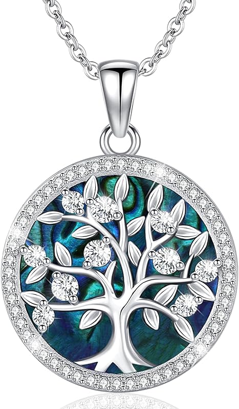 S925 Sterling Silver Tree of Life Gemstone Pendant Necklace-Birthstone Jewelry