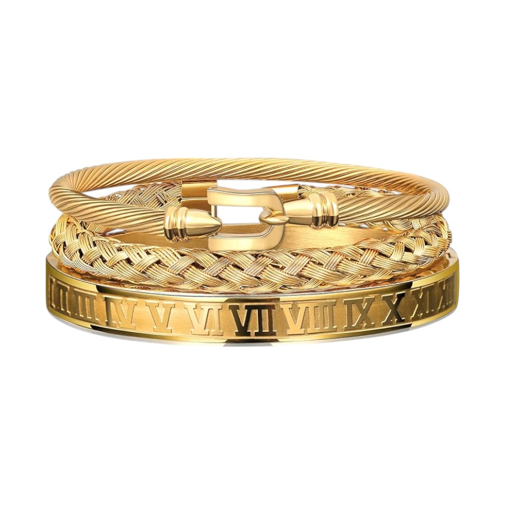 Men's Gold Plated Stacking Bracelet