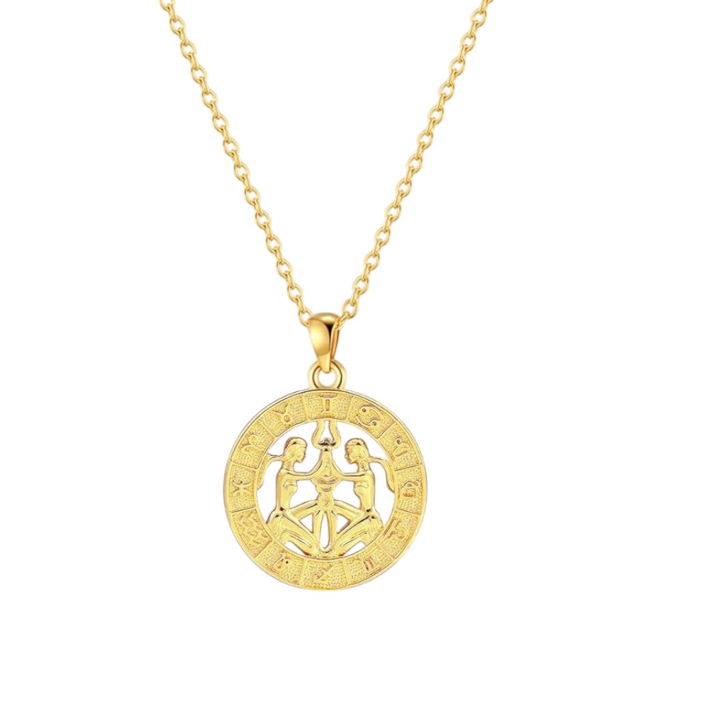 Gold Coin 12 Zodiac Signs Pendant Necklace