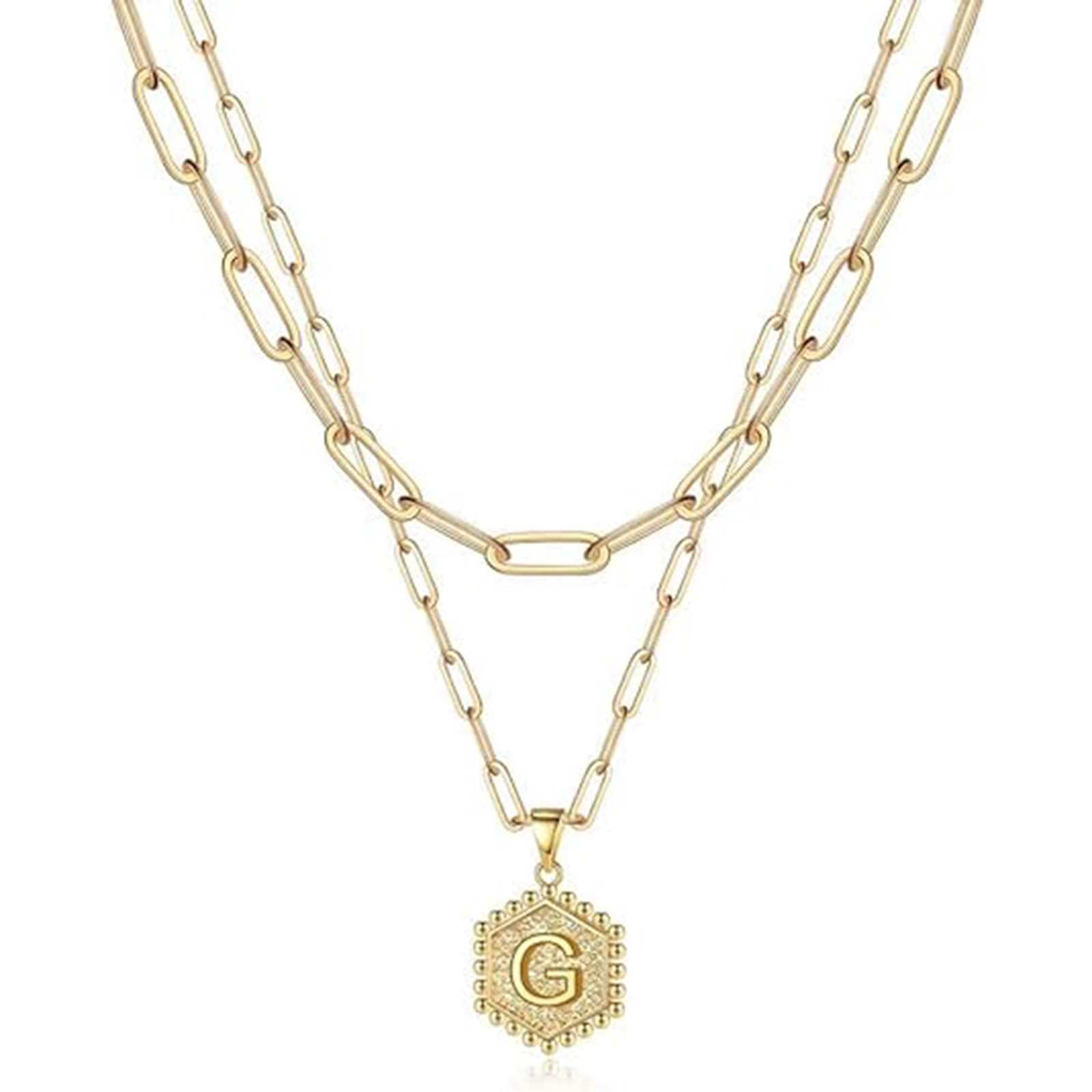 14K Gold Plated Hexagonal Letter Necklace