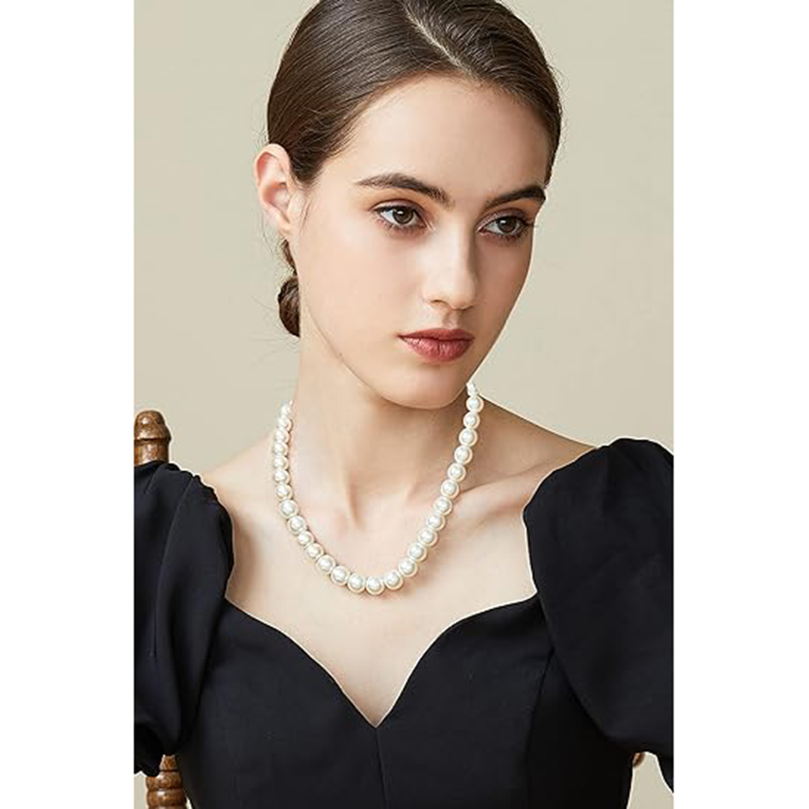 Round Imitation Pearl Necklace Wedding Pearl Necklace for Brides-Birthstone Jewelry