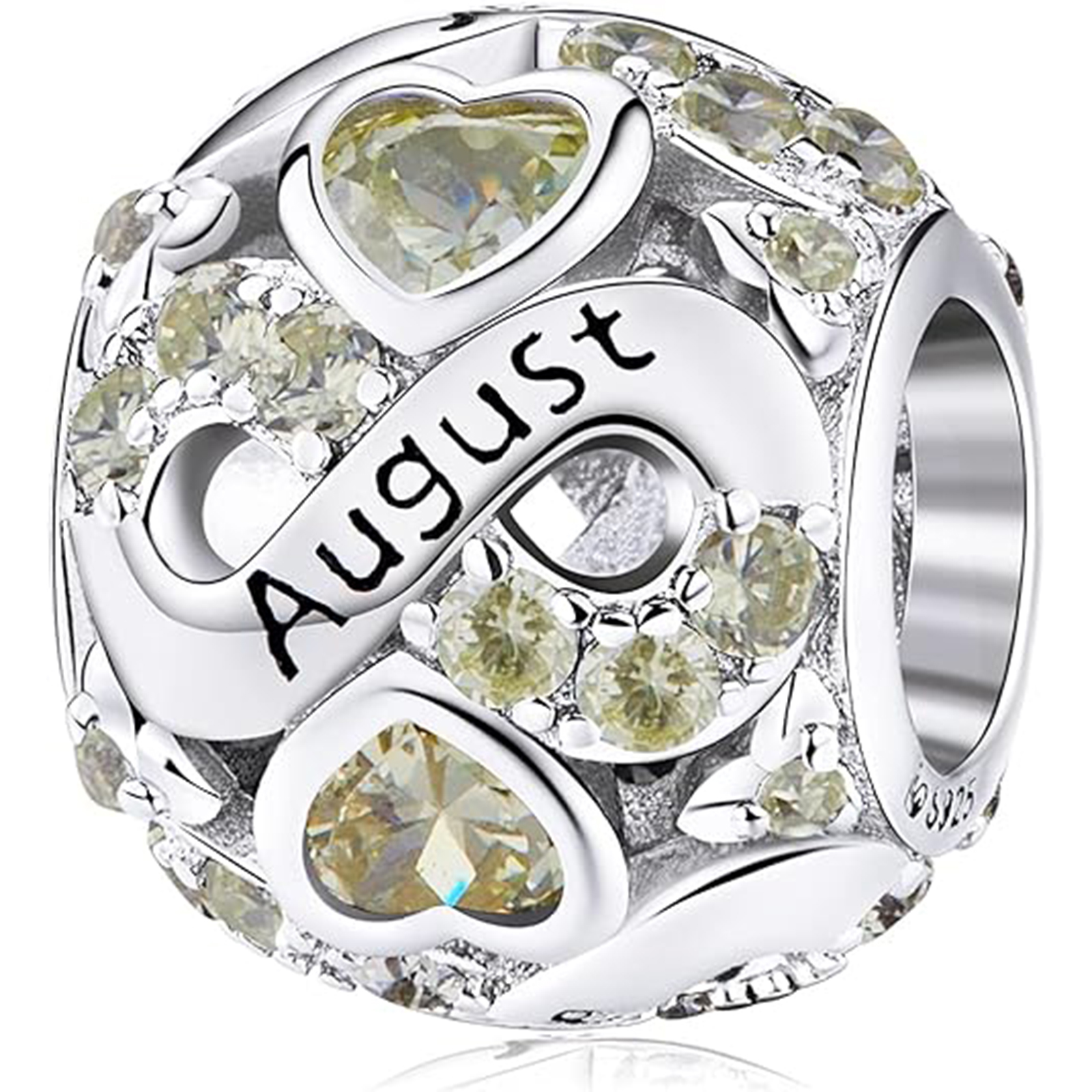 August Birthstone Birthstone Charm Jewelry Infinity Love Heart Charm Openwork Bead