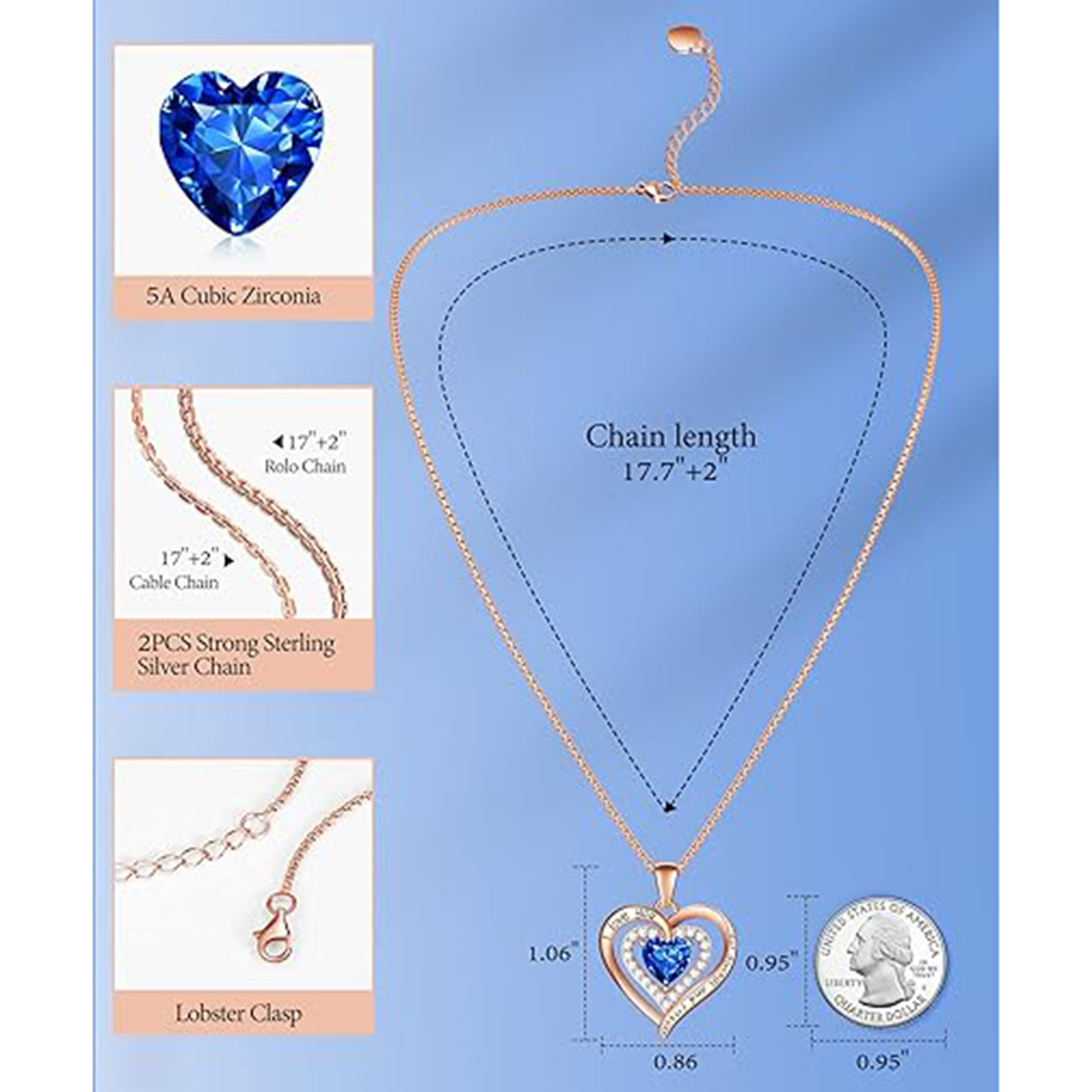 September Sapphire Necklace – 18K Gold Mom Gift