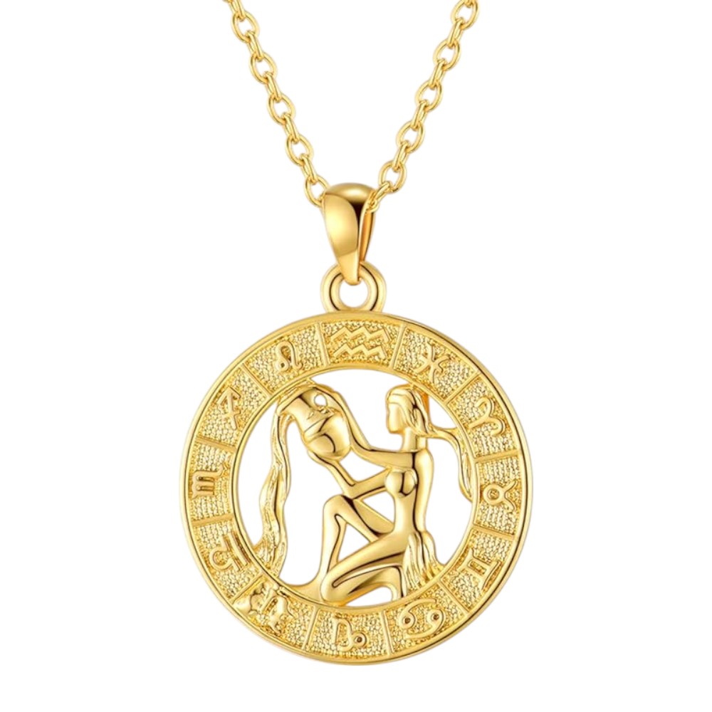 Gold Coin 12 Zodiac Signs Pendant Necklace