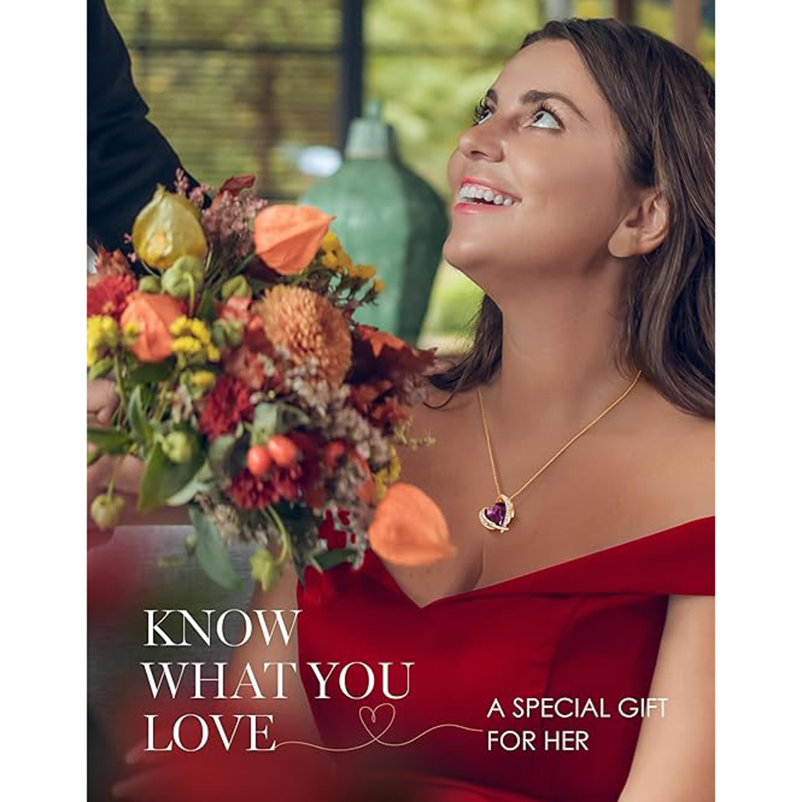 February Birthstone Heart Pendant Necklaces-Pisces Birthstone